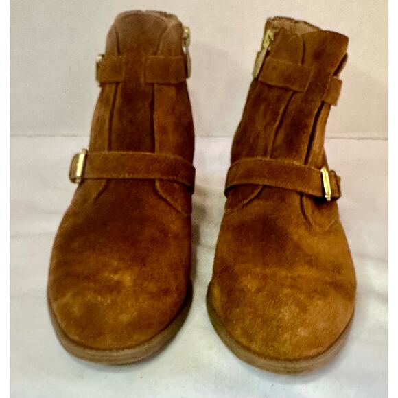 Franco Sarto Rynn Ankle Boots- Booties-Size 7 leather Upper Suede Tan - Picture 6 of 8